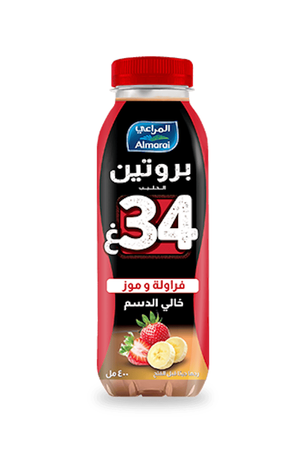 حليب بروتين المراعي بالفراوله والموز