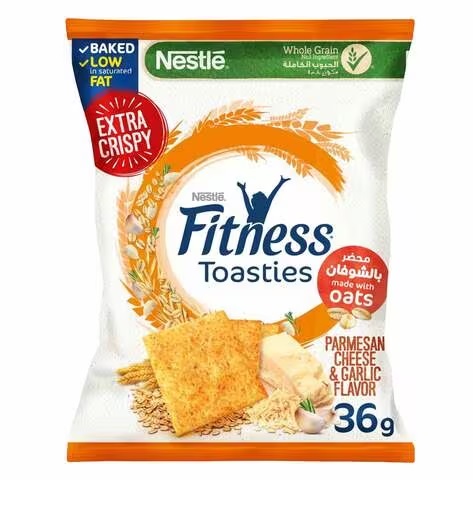 سعرات فتنس شوفان بجبنة بارميزان والثوم Fitness Toasties