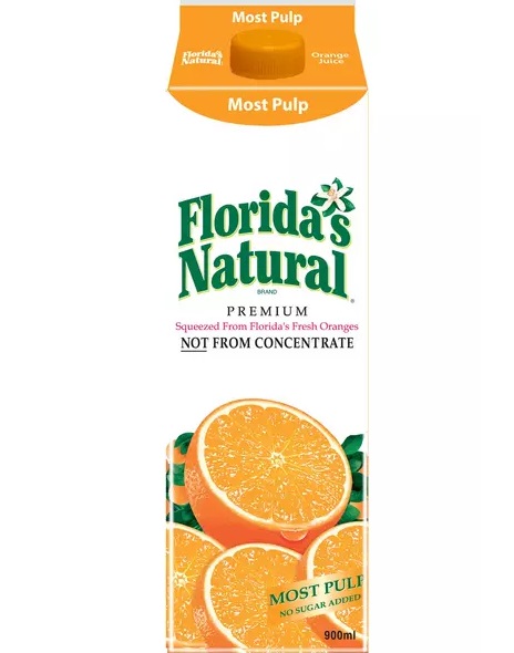 السعرات الحرارية في عصير فلوريدا ناتشورال برتقال مع اللب 900 مل
